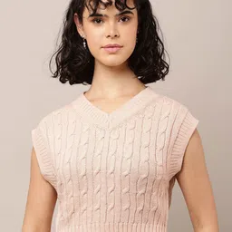 NoBarr Women Cable Knit Ribbed Sweater Vest-image-25