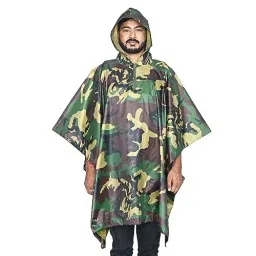 HACER Polyester Material Military Color Hooded Poncho Raincoat for Unisex-Adult Free Size, HC4RA1-image-38
