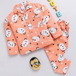 NAUTI KIDZ Boys Conversational Printed Shirt Collar Long Sleeves Night suit-image-3
