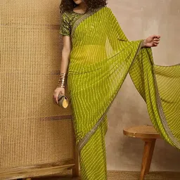 DIVASTRI Leheriya Printed Pure Georgette Saree-picture-28