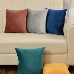 Shadowkart Set of 5 Fibre Filled Faux Velvet Ultra Soft Sleep Pillow-image-35