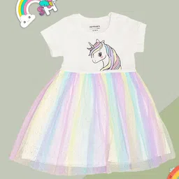Pantaloons Baby Girls Graphic Print Candy Stripes Fit & Flare Cotton Dress-image-50