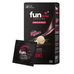 Funtime Set Of 5 Long Lasting Dotted & Ribbed Climax Control Condoms -10 Pcs Each- Vanilla-4