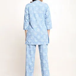CORDSET Printed Mandarin Collar Pure Cotton Tunic With Trouser image 3