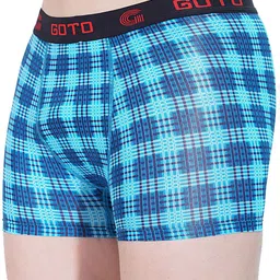 GOTO Checked Short Trunk NYLON LY PRINT OUTER EL TRUNK BLUE CHECK-Blue image 3