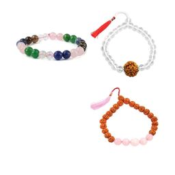 Divine souvenirs Unisex Set Of 3 Artificial Beaded Elasticated Bracelets-68