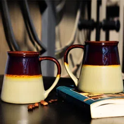 TheYUGO Brown & Cream-Coloured Solid Ceramic Glossy Mugs Set of Cups and Mugs-24