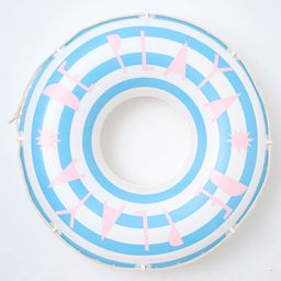 SUNNYLiFE Blue Inflatable Retro Pool Ring De Playa Stripe-27