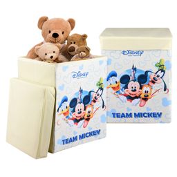 Kuber Industries Disney Team Toy Storage Box Laundry Basket for Toys Folding Laundry Basket Clothes Hamper with Lid & Handles Storage Basket for Bathroom 60 LTR Pack of 2 Cream-image-29
