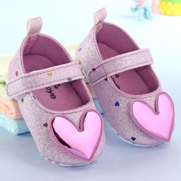 Babyoye Booties with Velcro Closure & Heart Applique - Purple-image-77