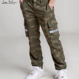 Arias Cotton Denim  Woven Full Length Camo Print Cargo Pant - Green-image-36
