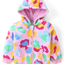Babyhug Cotton Knit Full Sleeves Printed Hooded Sweatjacket with Kangaroo Pockets -Pink-image-33