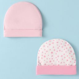 Ben Benny Interlock Knit Caps With Floral Print Pack of 2 White & Pink - Diameter 10 cm-image-23