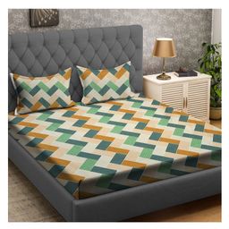 RRC Super Soft Brushed Microfiber Cotton King Size Bedsheet With 2 Pillow Cover - Multicolor-11