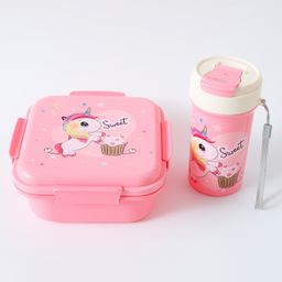 ZOE Space Print Leak Proof & Freezer Safe Lunch Box Set - Pink-16