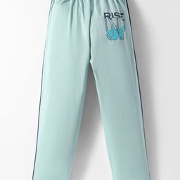 Taeko Single Jersey Knit Full Length Taped Track Pants With Rise Up Text Print - Light Blue-picture-11
