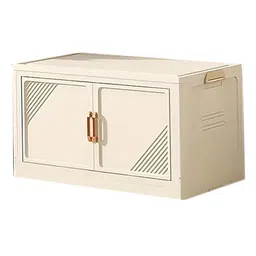 House of Quirk Plastic Storage Bins for Closet Organizers, Folding Storage Box, Stackable Storage Bins with Open Front Door, Collapsible Storage Bins 45cm ((1 Layer, Beige))-picture-38