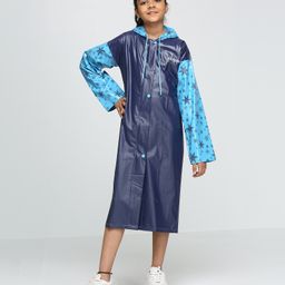 CITIZEN Disney Full Sleeves Snow Flakes Printed Hooded Raincoat - Dark Blue-image-60