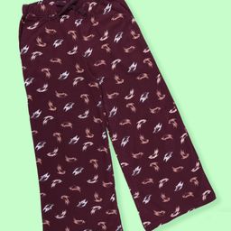 Kiddopanti Cotton Knit Abstract Printed Pajama - Maroon-picture-24