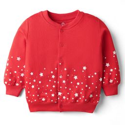 Doodle Poodle 100% Cotton Knit Full Sleeves Sweatjacket With Star Print - Red-image-65