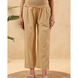 Ikk Kudi by Seerat Cotton Woven Solid High Waist Maternity Pant - Beige-image-99