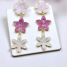 AVANT-GARDE PARIS Gold-Plated Enamelled Floral Dangle Drop Earrings-image-87