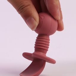 fab n funky Silicone Fork & Spoon Set With Bear Handle - Wine Red image 2