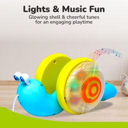 R for Rabbit Snail Tune BPA Free Musical Pull Toy with Lights & Music - Blue & Yellow image 2