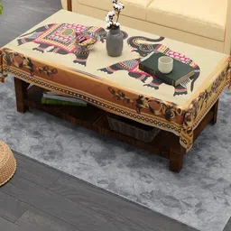 Aura Gold-Toned Hathi Printed 4-Seater Jute Table Cover-41