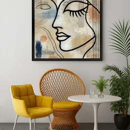 999Store Brown & Black 1 Piece Abstract Face Canvas Wall Art-22