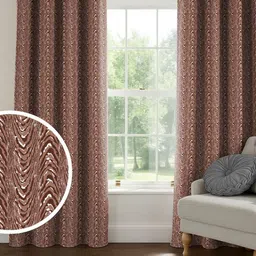 Myntra Elegant Homes Rust & White Set of 2 Geometric Black Out Long Door Curtain-6
