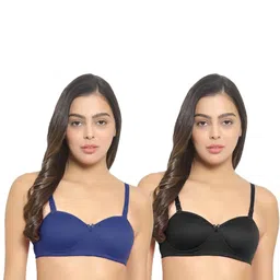 Women Cotton Blue,Black Padded Non-Wired Lingerie Bra Sport wear Gym Crop Tank Top-31