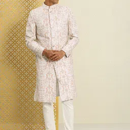 House of Pataudi Jashn Woven Design Zari Work Sherwani Set-image-52