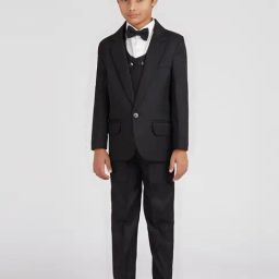 Kids Island Boys Black Cotton Suit Set-image-83