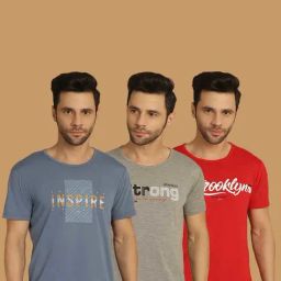Vimal Jonney Multicolor Regular Fit Printed Crew T-Shirt - Pack of 3-81