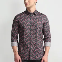 U.S. Polo Assn. Red Cotton Slim Fit Floral Print Shirt-picture-15