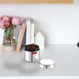 HAZEL Silver Stainless Steel Airtight Mini Storage Jar (400 ml) - Set of 1-picture-44