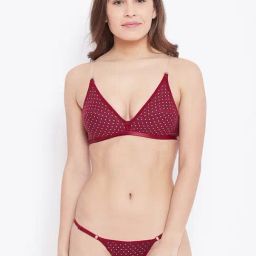 N-Gal Maroon Printed Bra & Panty Set-image-63