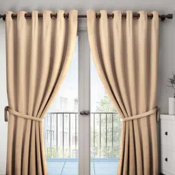 BIANCA Satin Curtain-Blocks 99% Sunlight & Reduces Noise [Eyelet Pattern]-2pc 7.5 Feet-plain-dk.gold-2