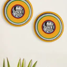ExclusiveLane Yellow & Black Hand Painted Terracotta Wall Plates Wall D¿cor-picture-18