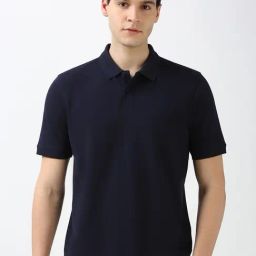Peter England Navy Cotton Regular Fit T-Shirt-image-22