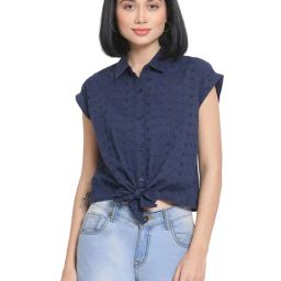 Oxolloxo Navy Cotton Embroidered Shirt-picture-38