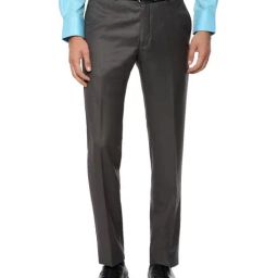Van Heusen Dark Grey Slim Fit Flat Front Trousers-image-102