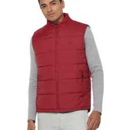 Allen Solly Maroon Cotton Regular Fit Quilted Jacket-37