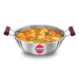 Hawkins Tri-Ply Silver Stainless Steel Deep Kadai (4 L ) - Set of 1-36
