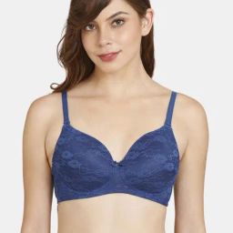 Rosaline by Zivame Blue Lace Padded Bra-image-68