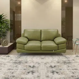 Durian Europa Green Leather 2 Seater Sofa-picture-40