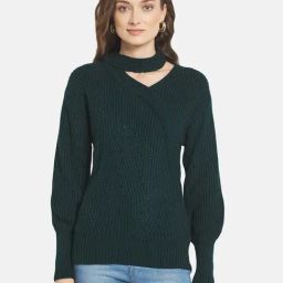 METTLE Green V Neck Pullover-image-69