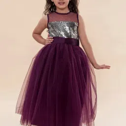 A.T.U.N. Kids Purple & Silver Embellished Gown-picture-17