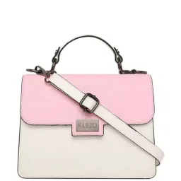 KLEIO Pink Solid Medium Satchel Handbag-image-23